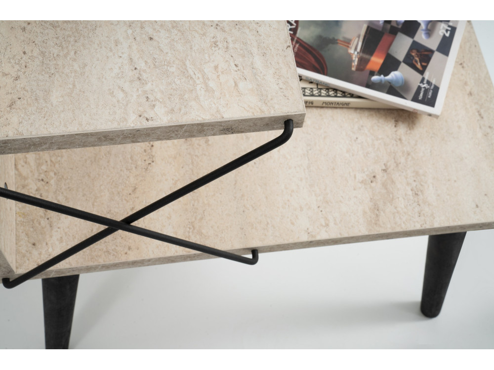 Comodino in legno "Cross" 50 x 40 x 55 cm - Travertino