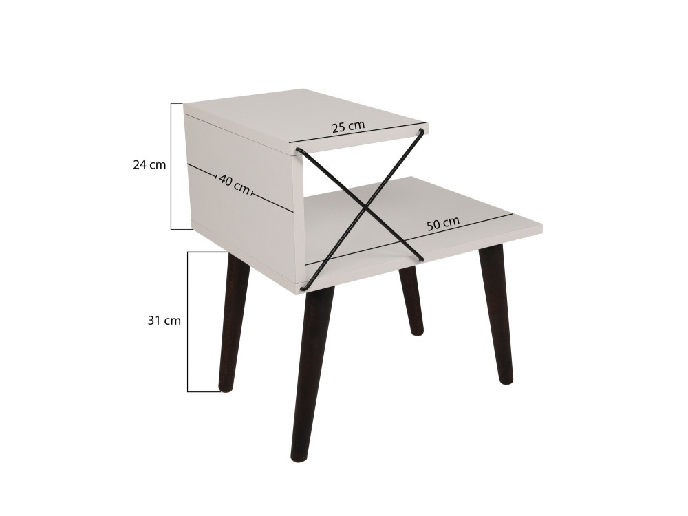 Comodino in legno "Cross" 50 x 40 x 55 cm - Travertino