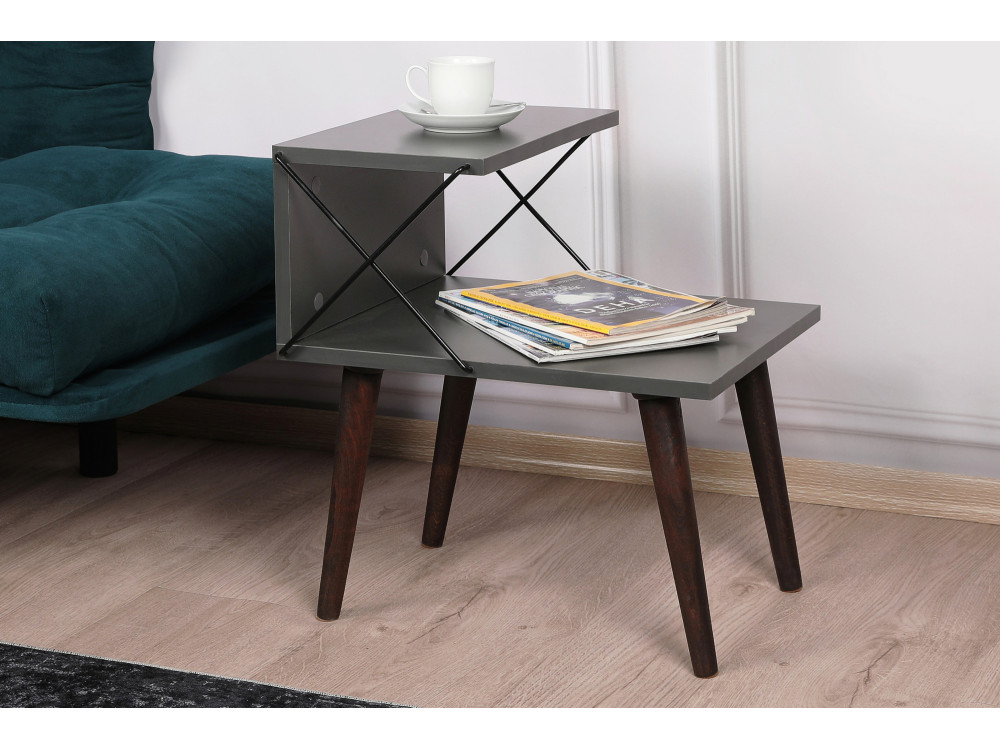 Comodino in legno "Cross" 50 x 40 x 55 cm - Antracite