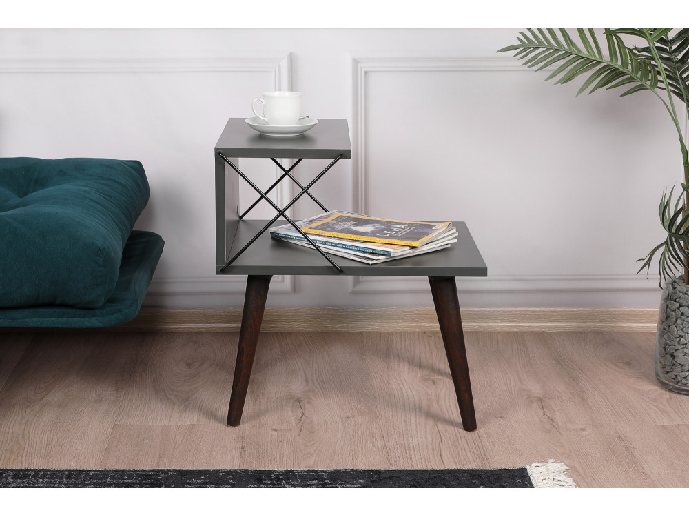 Comodino in legno "Cross" 50 x 40 x 55 cm - Antracite