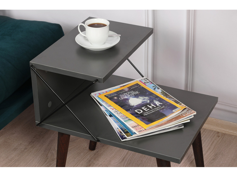 Comodino in legno "Cross" 50 x 40 x 55 cm - Antracite