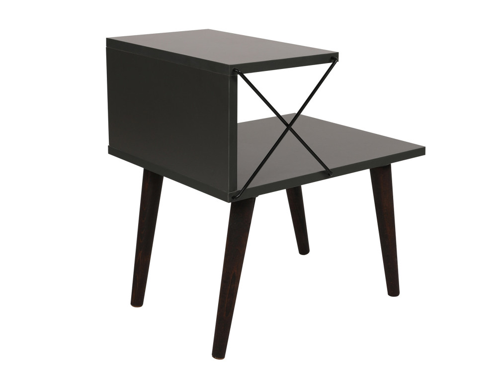 Comodino in legno "Cross" 50 x 40 x 55 cm - Antracite