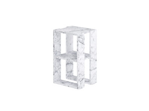 Comodino in legno "Lonie" 30 x 30 x 55 cm - marmo di Carrara