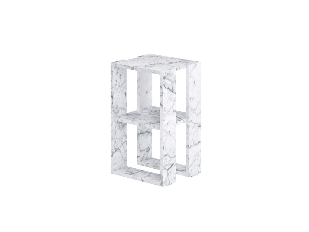 Comodino in legno "Lonie" 30 x 30 x 55 cm - marmo di Carrara