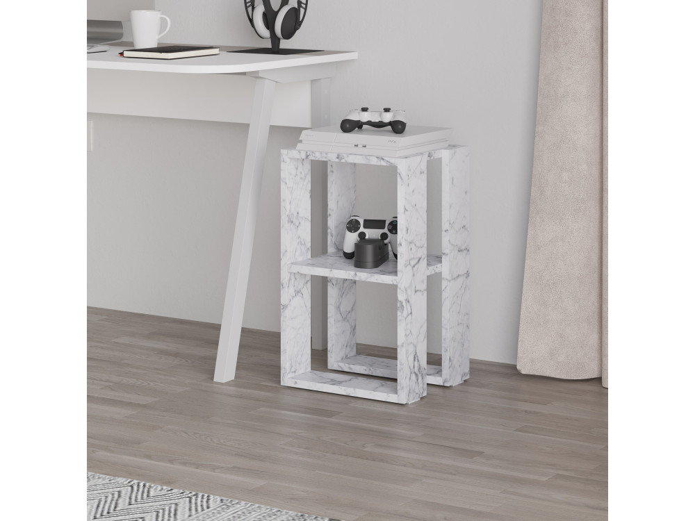 Comodino in legno "Lonie" 30 x 30 x 55 cm - marmo di Carrara