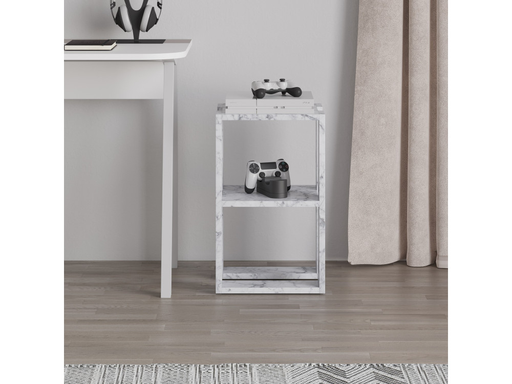 Comodino in legno "Lonie" 30 x 30 x 55 cm - marmo di Carrara