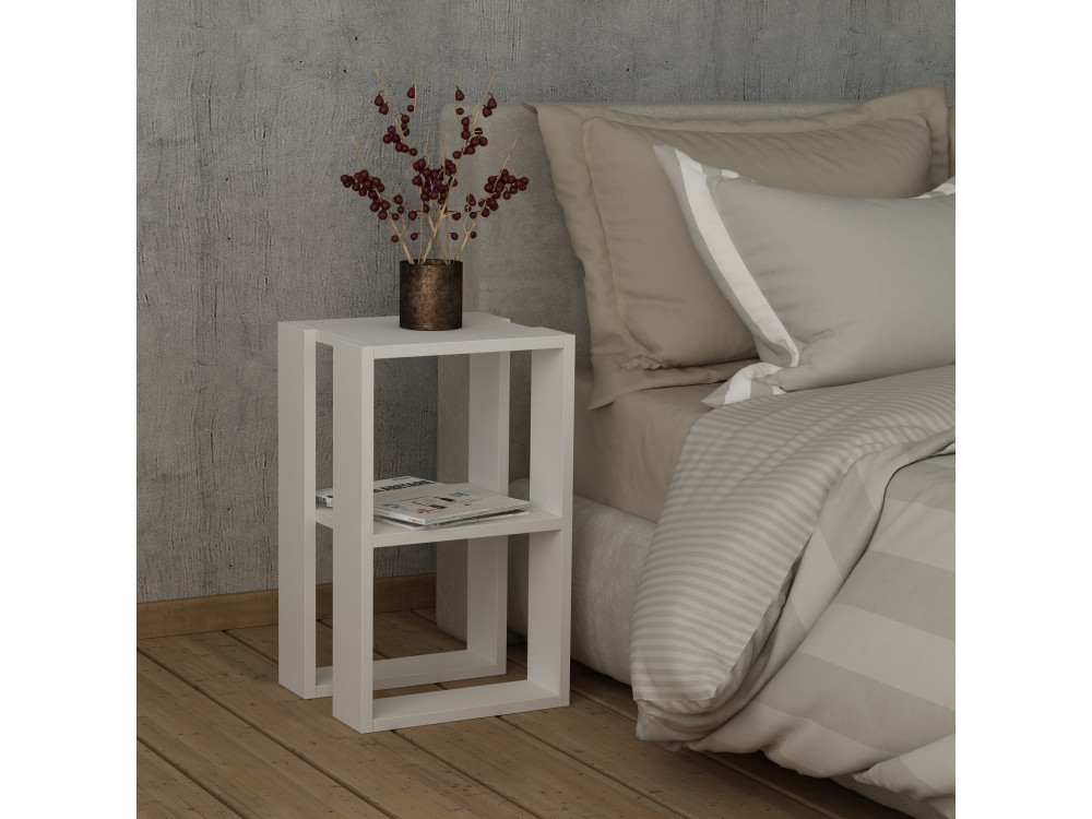 Comodino in legno "Lonie" 30 x 30 x 55 cm - Bianco