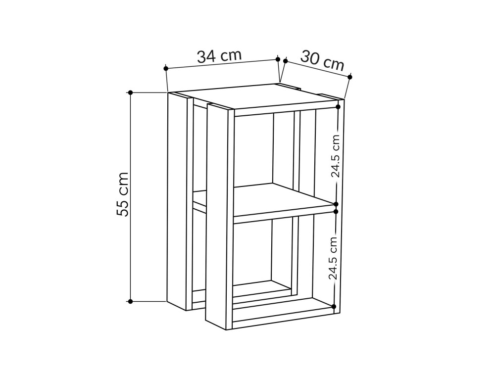 Comodino in legno "Lonie" 30 x 30 x 55 cm - Bianco