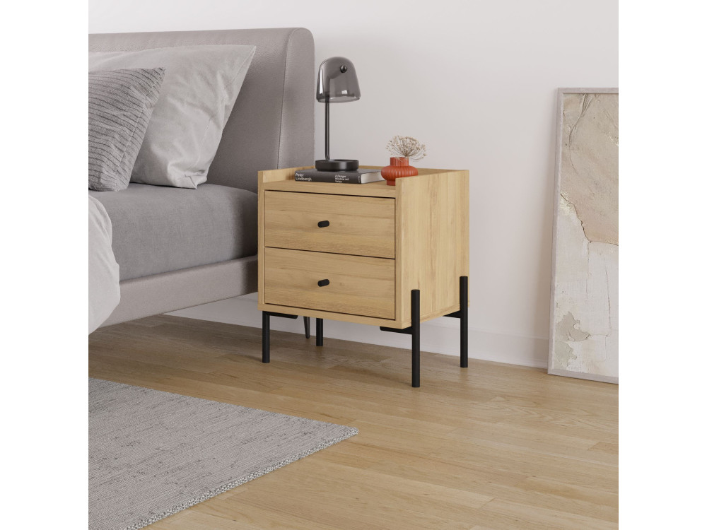 Comodino in legno "Malta" - 45 x 35 x 52 cm - Marrone chiaro