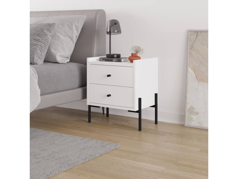 Comodino in legno "Malta" - 45 x 35 x 52 cm - Bianco