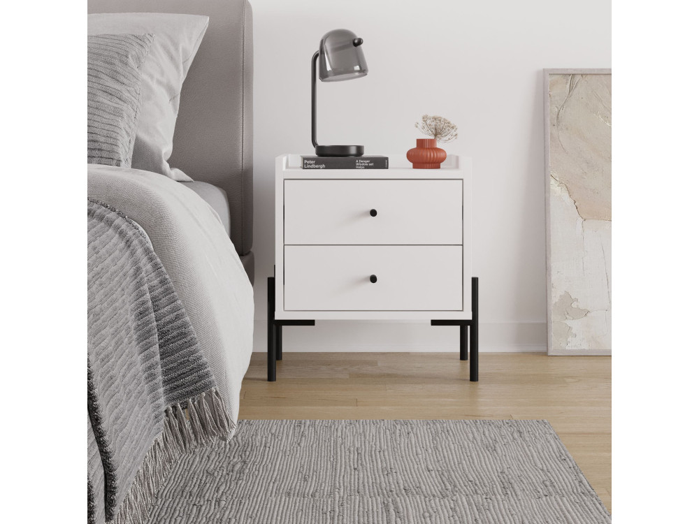 Comodino in legno "Malta" - 45 x 35 x 52 cm - Bianco