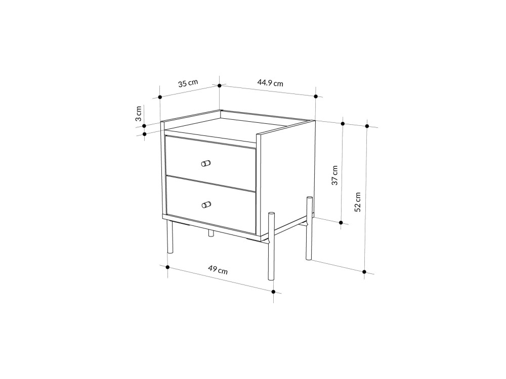 Comodino in legno "Malta" - 45 x 35 x 52 cm - Bianco