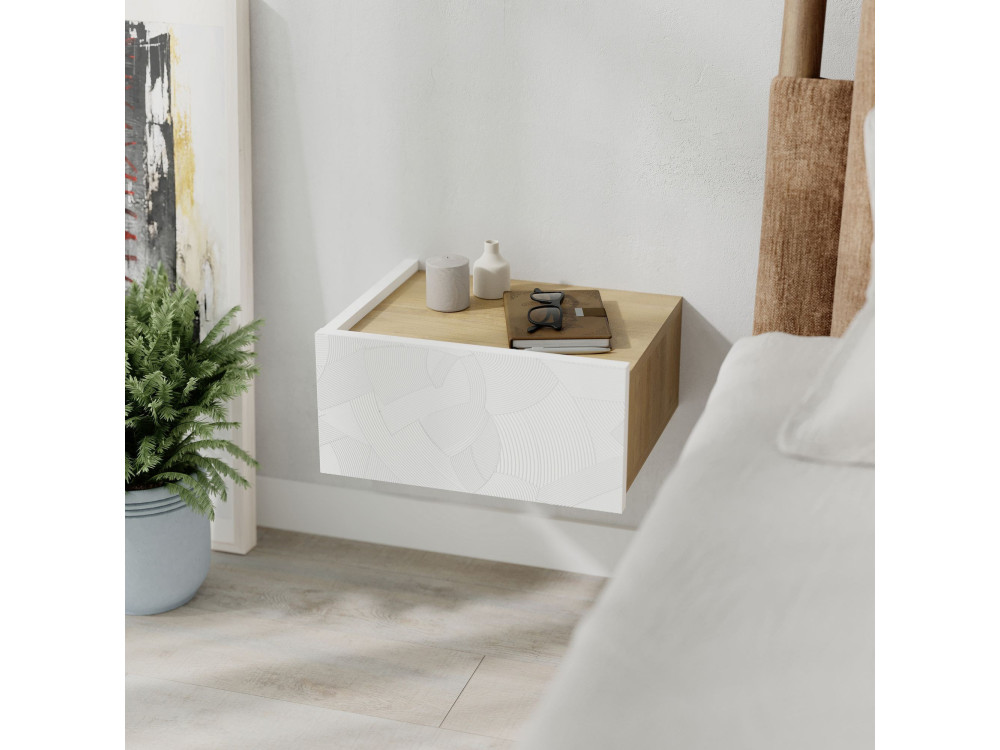 Comodino in legno "Onda" - 38 x 31 x 18 cm - Bianco