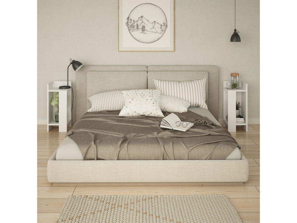 Set di 2 comodini in legno "Elos" - 25 x 27 x 60 cm - Bianco