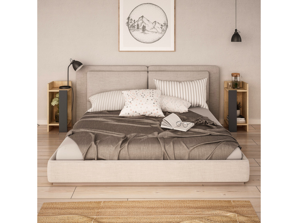 Set di 2 comodini in legno "Elos" - 25 x 27 x 60 cm - Marrone