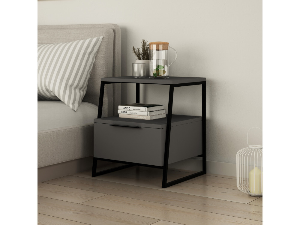 Comodino in legno "Pal" - 45 x 40 x 50 cm - Grigio antracite