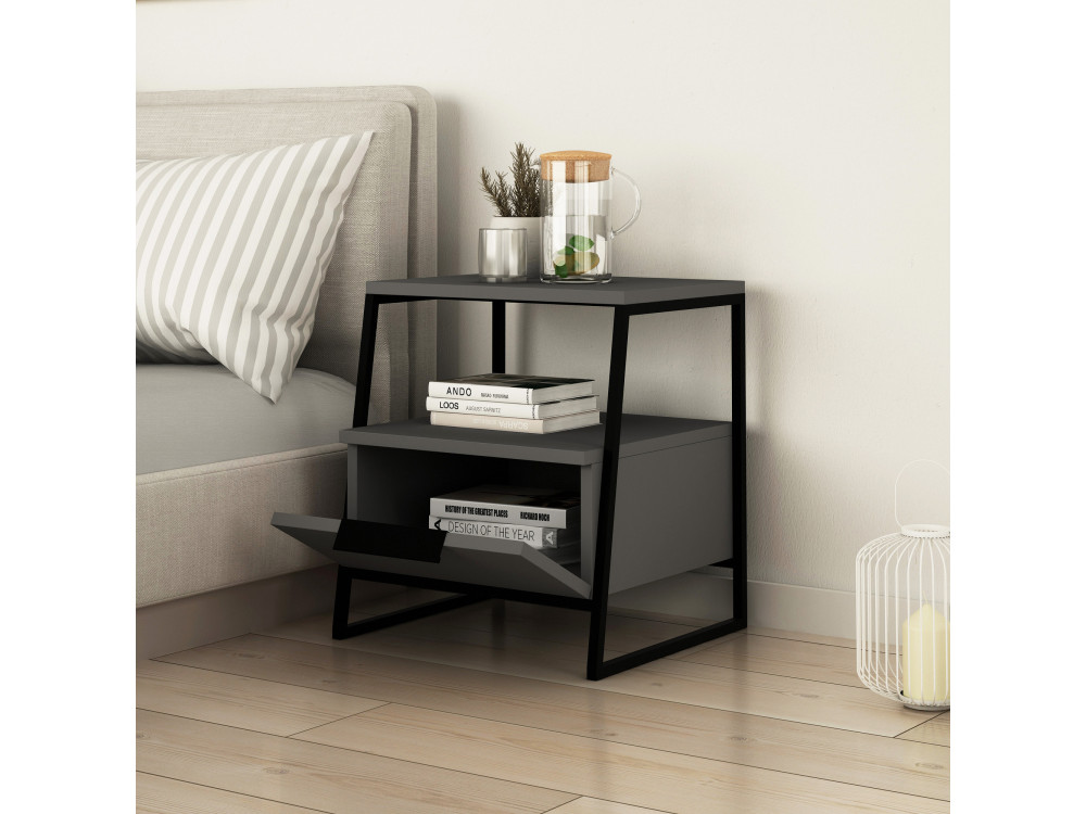 Comodino in legno "Pal" - 45 x 40 x 50 cm - Grigio antracite