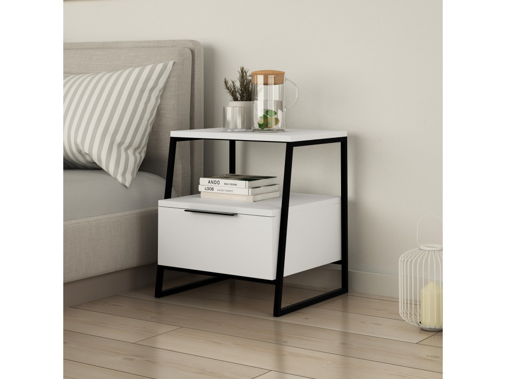 Comodino in legno "Pal" - 45 x 40 x 50 cm - Bianco