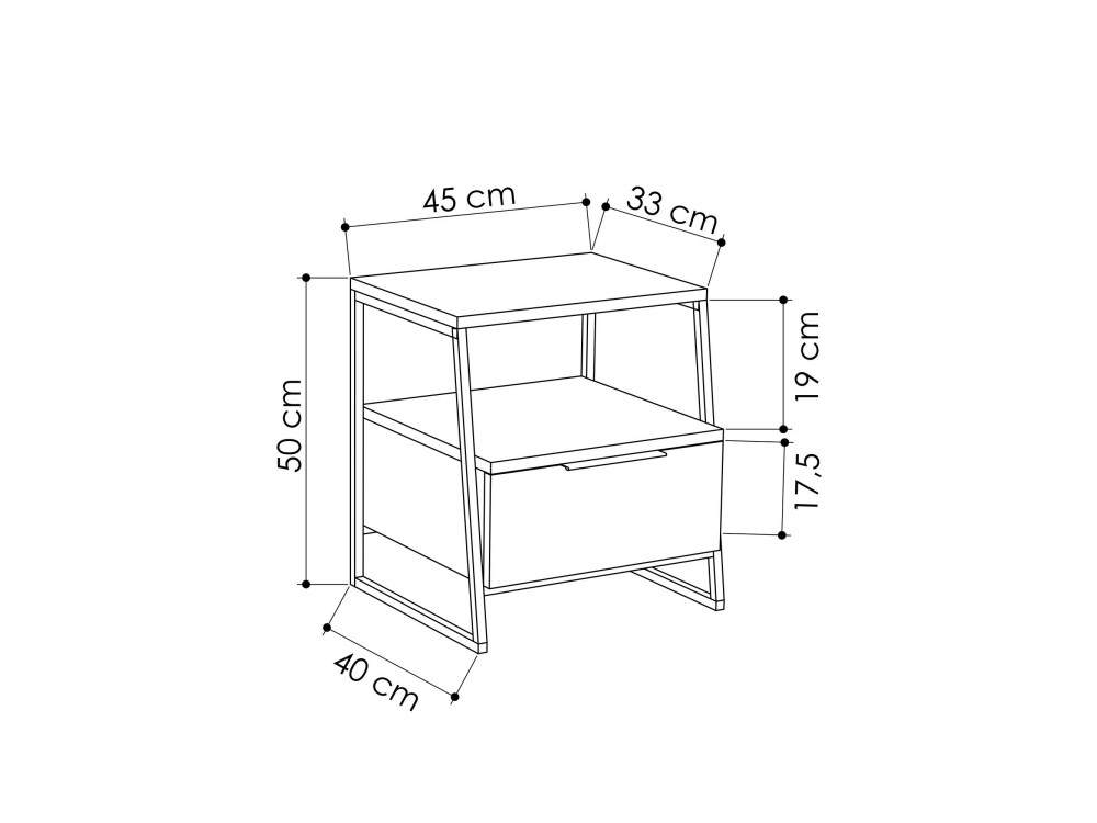 Comodino in legno "Pal" - 45 x 40 x 50 cm - Bianco
