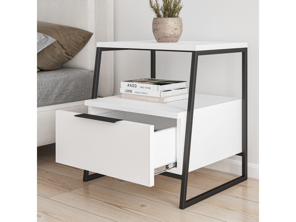 Comodino in legno "Pal" - 45 x 41 x 50 cm - Bianco