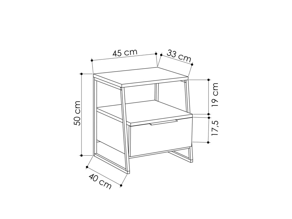 Comodino in legno "Pal" - 45 x 41 x 50 cm - Bianco