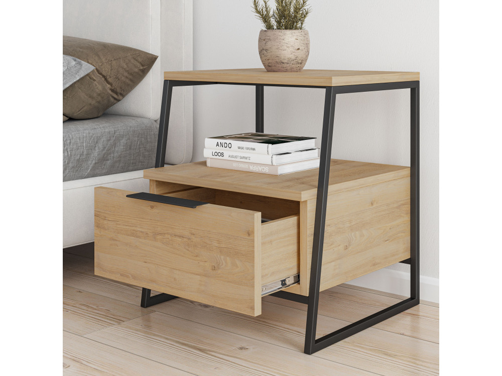 Comodino in legno "Pal" - 45 x 40 x 50 cm - Beige