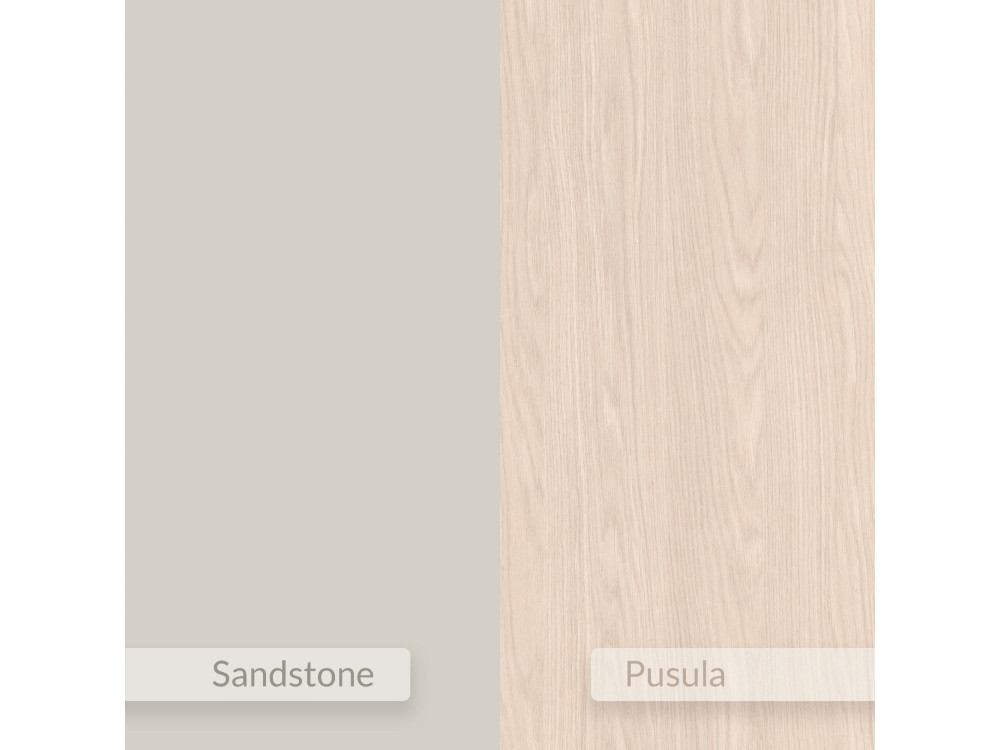 Comodino in legno "Brik" con illuminazione a LED - 45 x 30 x 18 cm - Pietra arenaria
