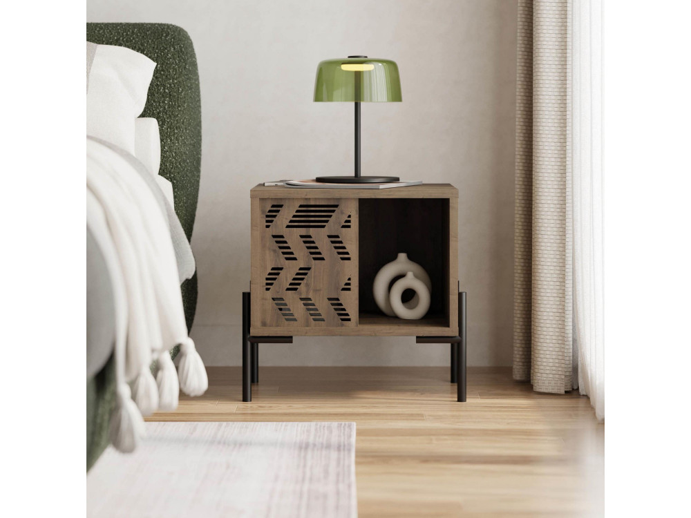 Comodino in legno "Dionysos" - 45 x 40 x 47 cm - Marrone