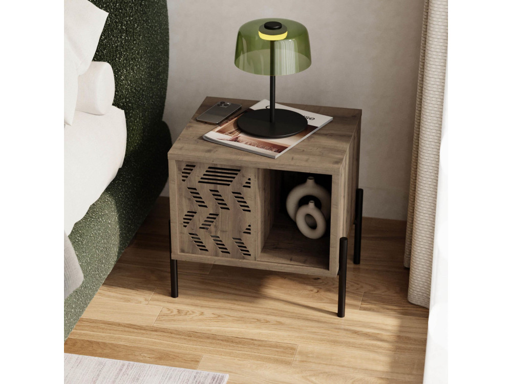Comodino in legno "Dionysos" - 45 x 40 x 47 cm - Marrone