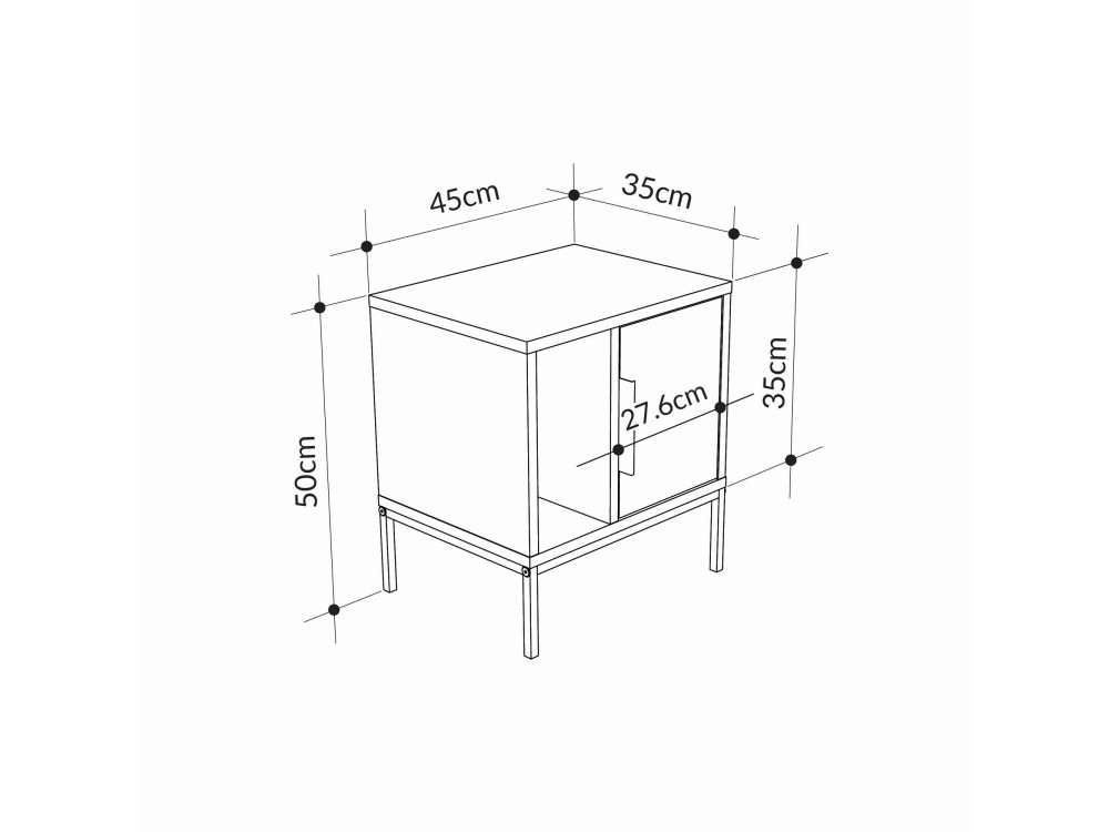 Comodino in legno "Glynn" - 45 x 35 x 50 cm - Marrone