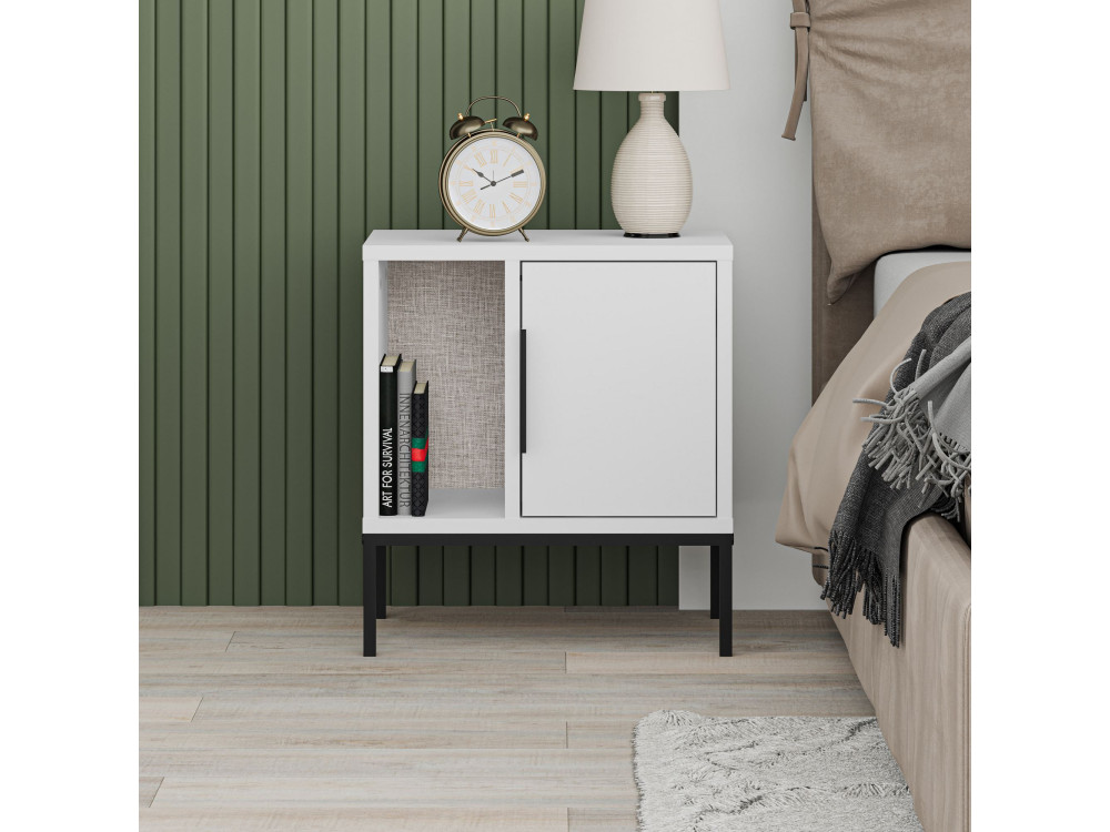 Comodino in legno "Glynn" - 45 x 35 x 50 cm - Bianco