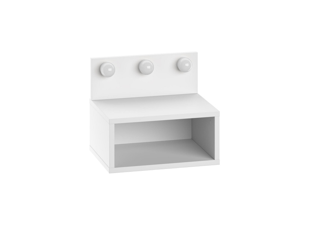 Comodino "Treo" con lampadina in legno - 40 x 30 x 34 cm - Bianco