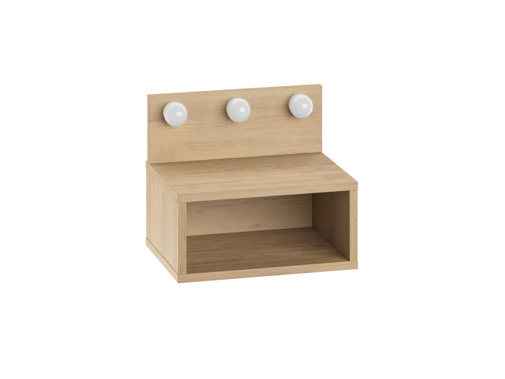 Comodino "Treo" con lampadina in legno - 40 x 30 x 34 cm - Beige