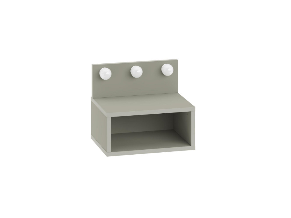 Comodino "Treo" con bulbo in legno - 40 x 30 x 34 cm - Grigio