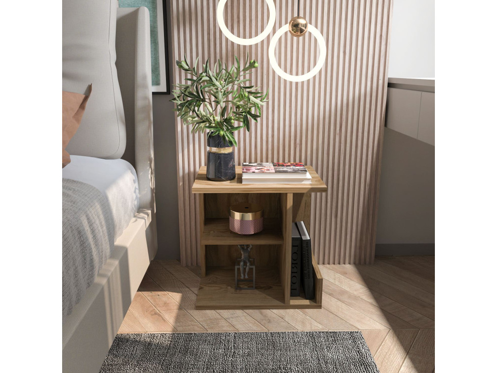 Comodino in legno "Karamira" - 45 x 35 x 45 cm - Marrone