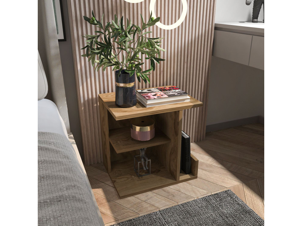Comodino in legno "Karamira" - 45 x 35 x 45 cm - Marrone