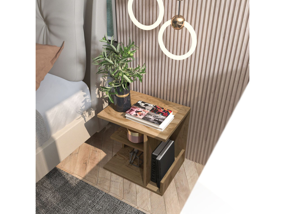 Comodino in legno "Karamira" - 45 x 35 x 45 cm - Marrone