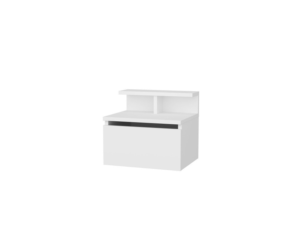 Comodino a parete in legno "Alice" - 40 x 32 x 35 cm - Bianco