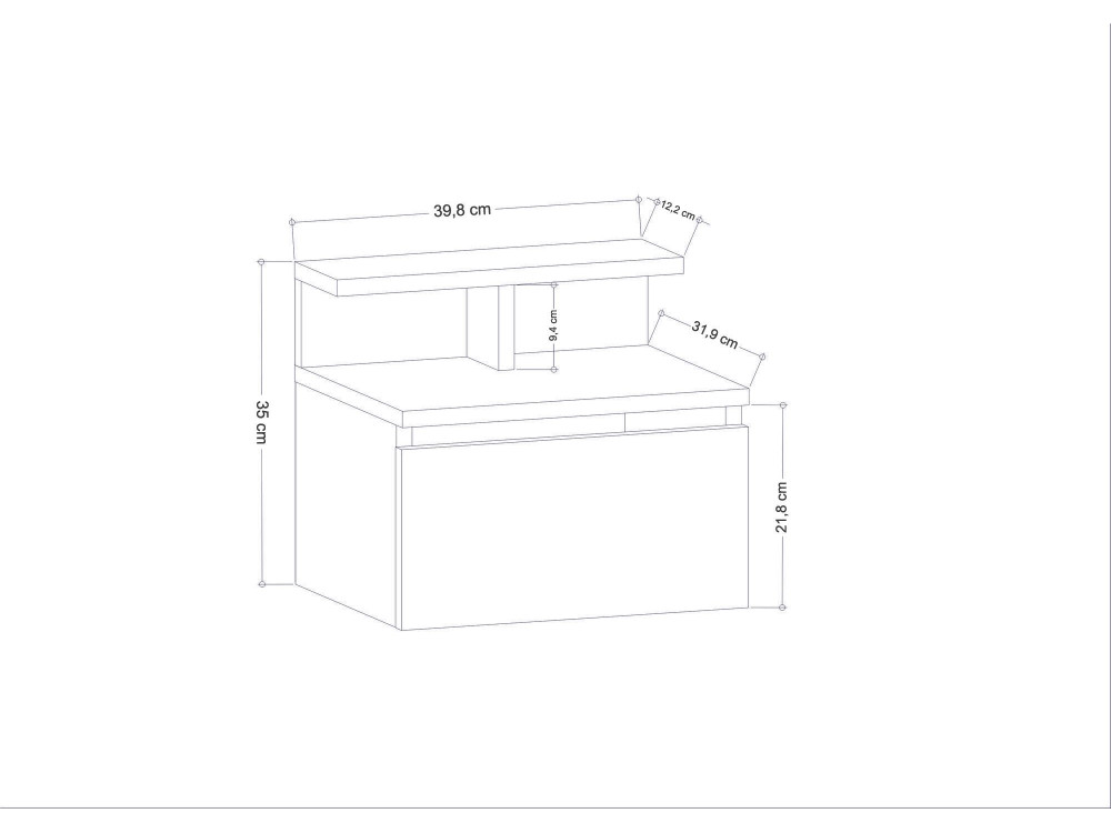 Comodino a parete in legno "Alice" - 40 x 32 x 35 cm - Bianco