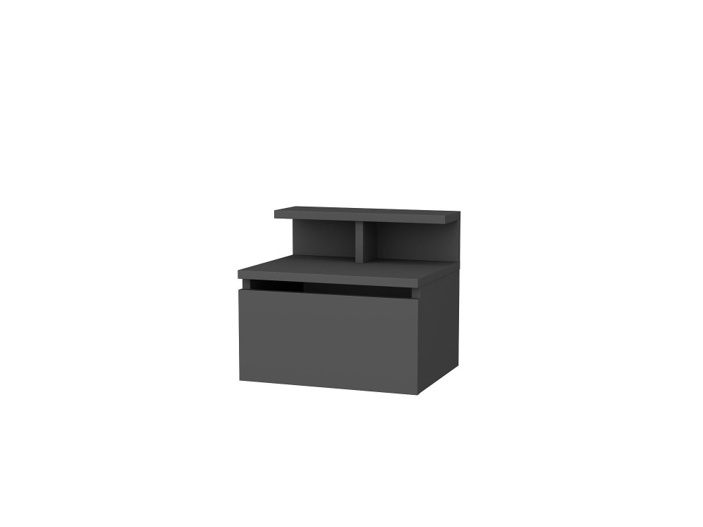 Comodino a parete in legno "Alice" - 40 x 32 x 35 cm - Grigio antracite