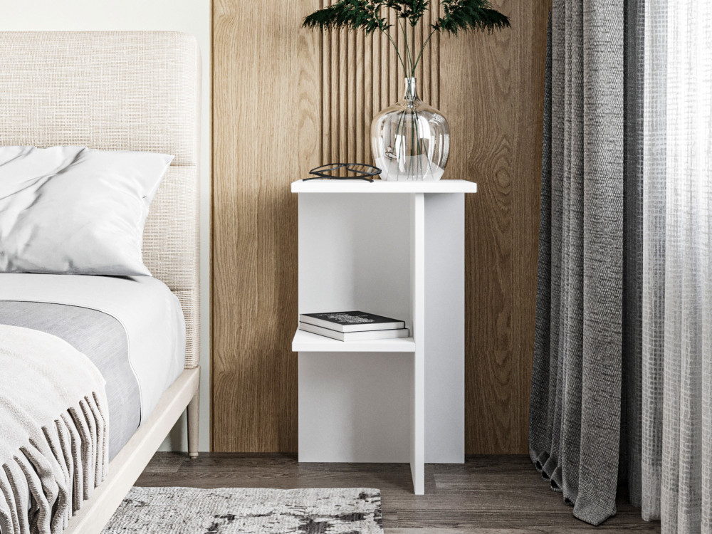 Comodino in legno "Leray" - 36 x 36 x 60 cm - Bianco