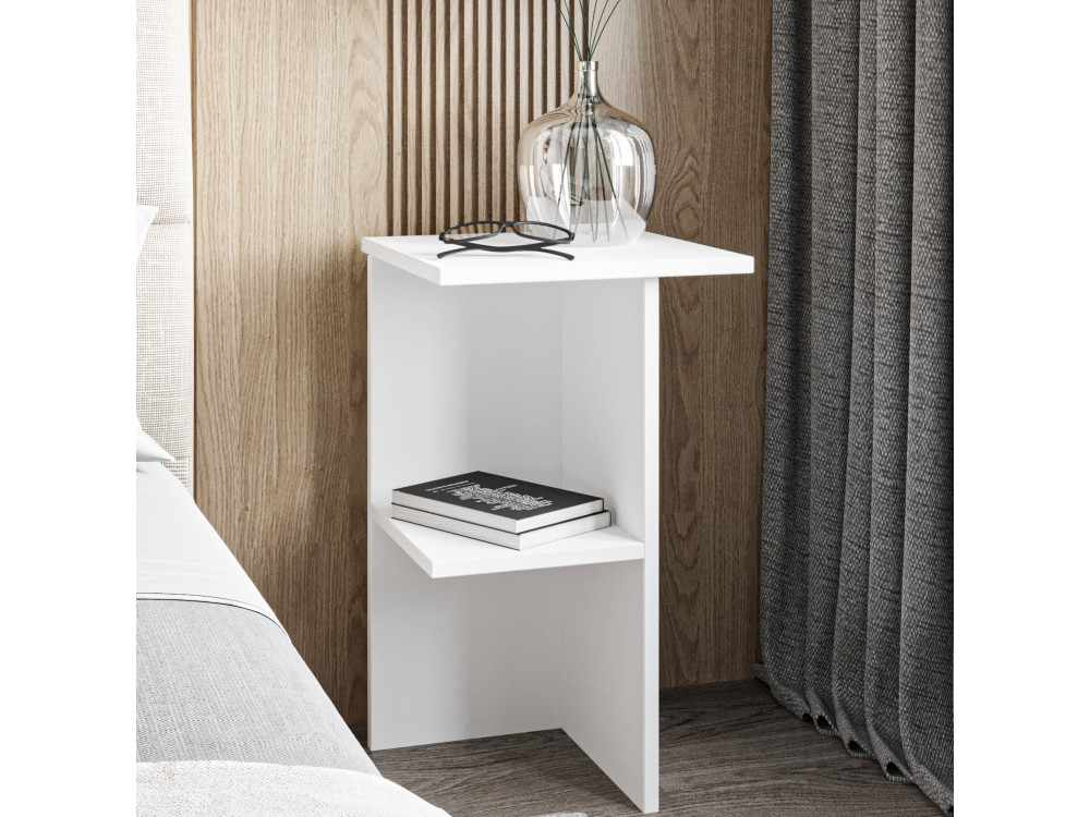 Comodino in legno "Leray" - 36 x 36 x 60 cm - Bianco