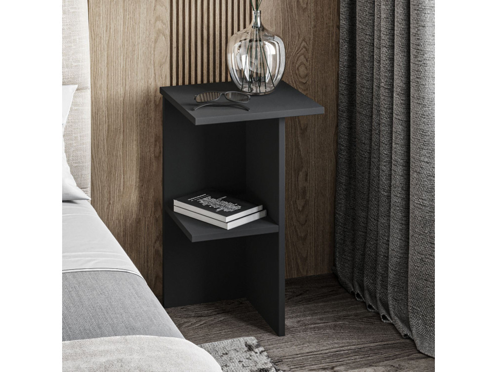 Comodino in legno "Leray" - 36 x 36 x 60 cm - Grigio antracite