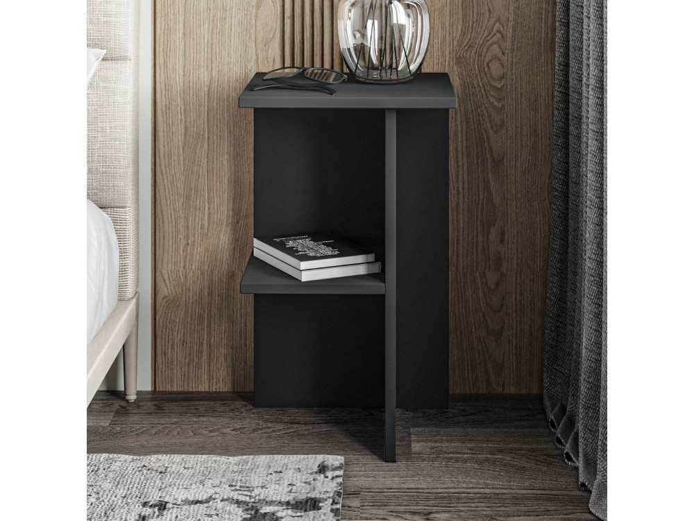 Comodino in legno "Leray" - 36 x 36 x 60 cm - Grigio antracite