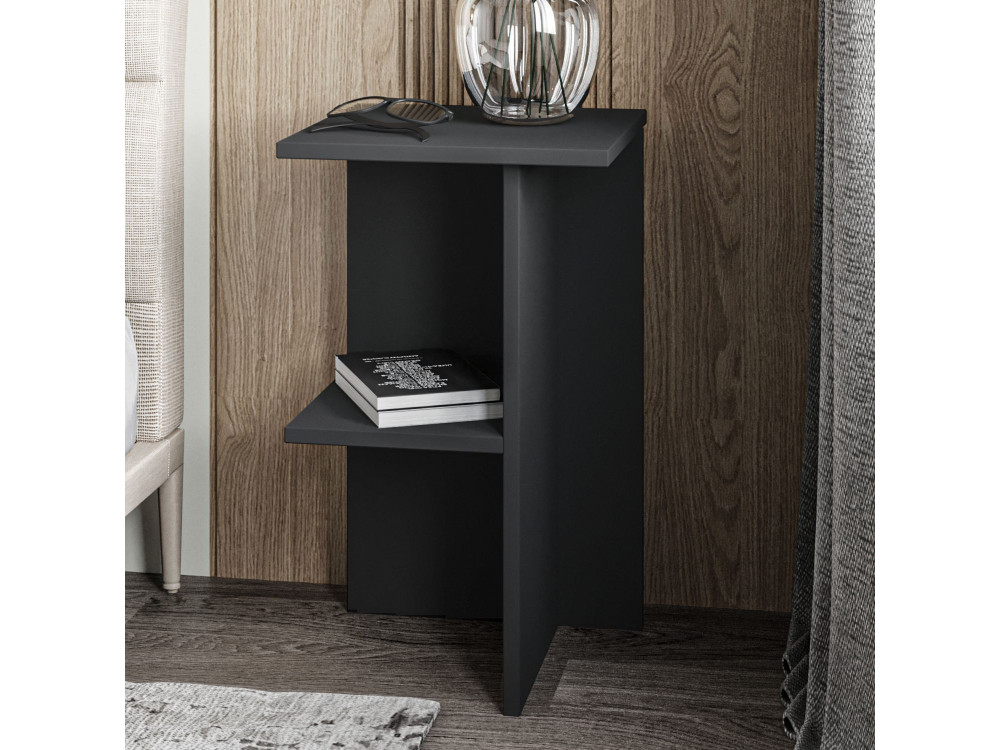 Comodino in legno "Leray" - 36 x 36 x 60 cm - Grigio antracite