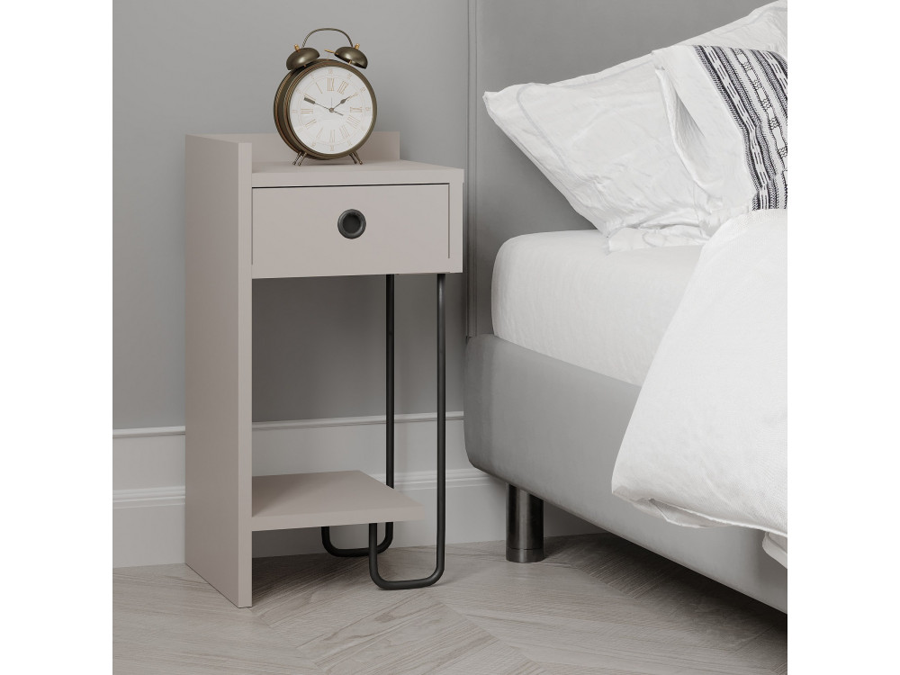 Comodino in legno "Sirius" - 32 x 30 x 61 cm - Marrone moka chiaro