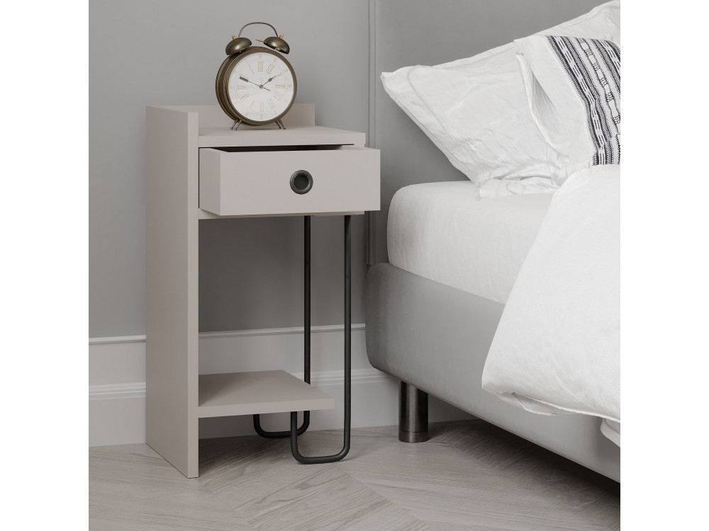 Comodino in legno "Sirius" - 32 x 30 x 61 cm - Marrone moka chiaro