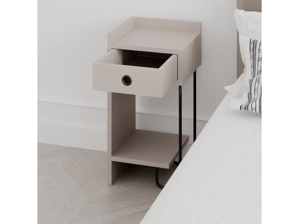 Comodino in legno "Sirius" - 32 x 30 x 61 cm - Marrone moka chiaro