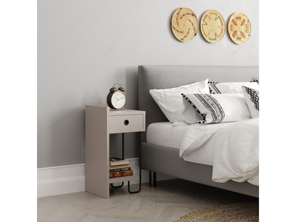 Comodino in legno "Sirius" - 32 x 30 x 61 cm - Marrone moka chiaro