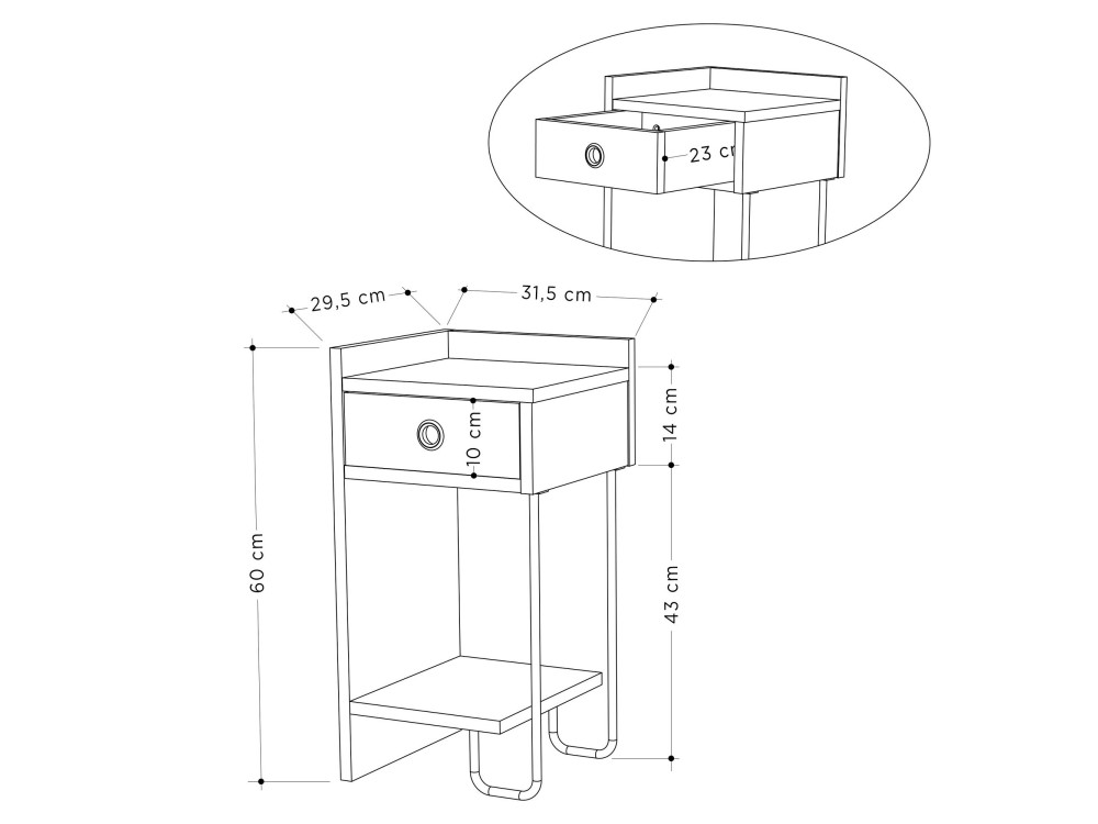 Comodino in legno "Sirius" - 32 x 30 x 61 cm - Marrone moka chiaro